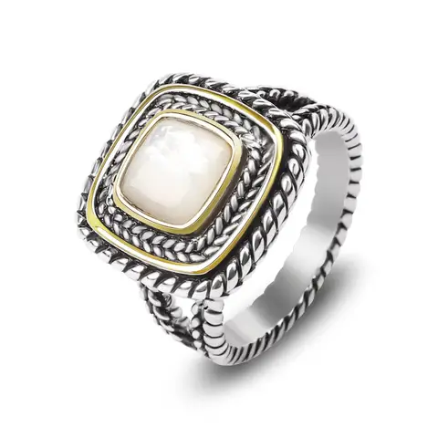 Designer Inspired Two Tone Statement Rings for Women 18K Gold Plated Fashion Brand Engagement Wedding Ring