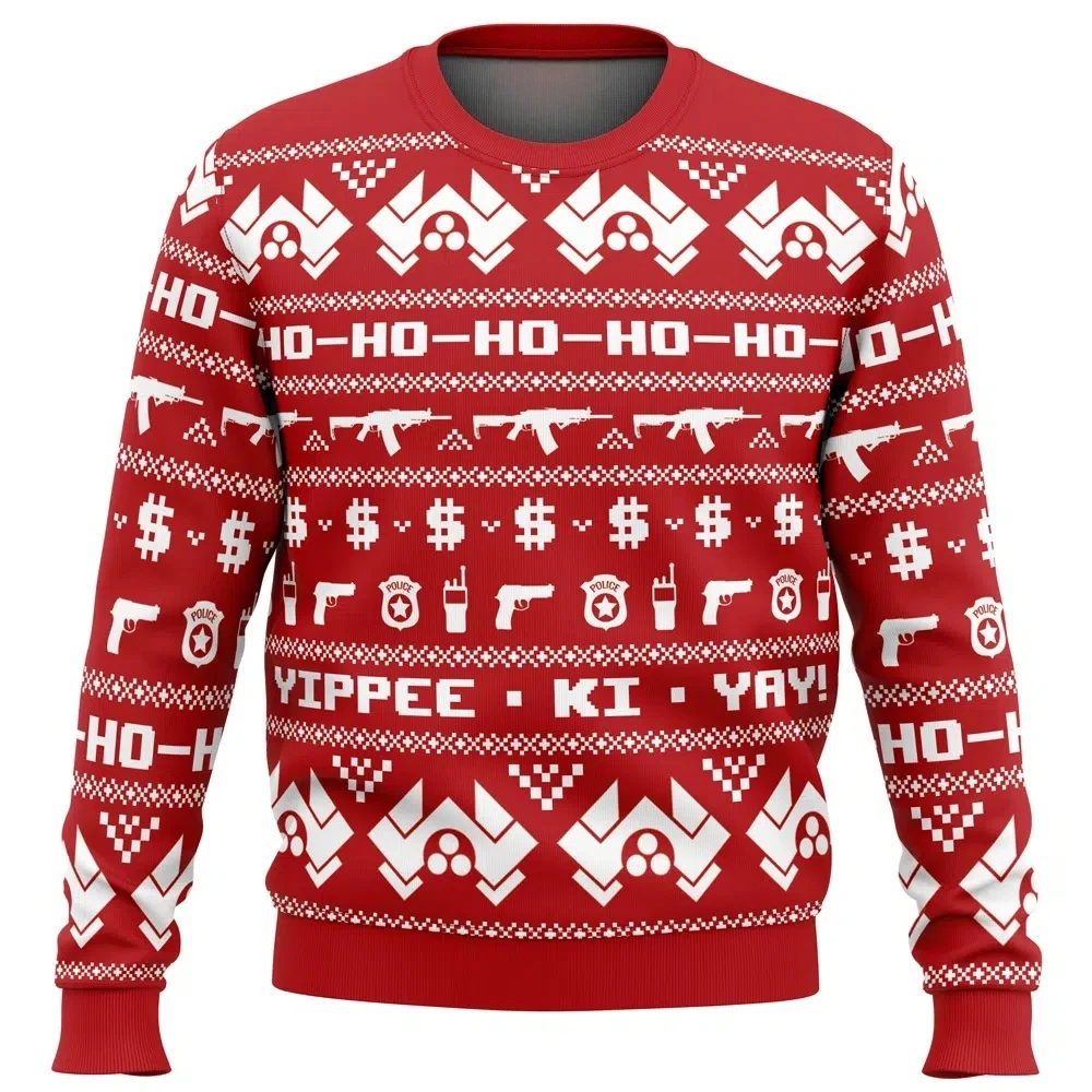 McClane Autumn Winter Die Hard Men's Ugly Christmas Sweater Holiday Gift Festive Apparal Plus Size Comfortable Casual Sweatshirt