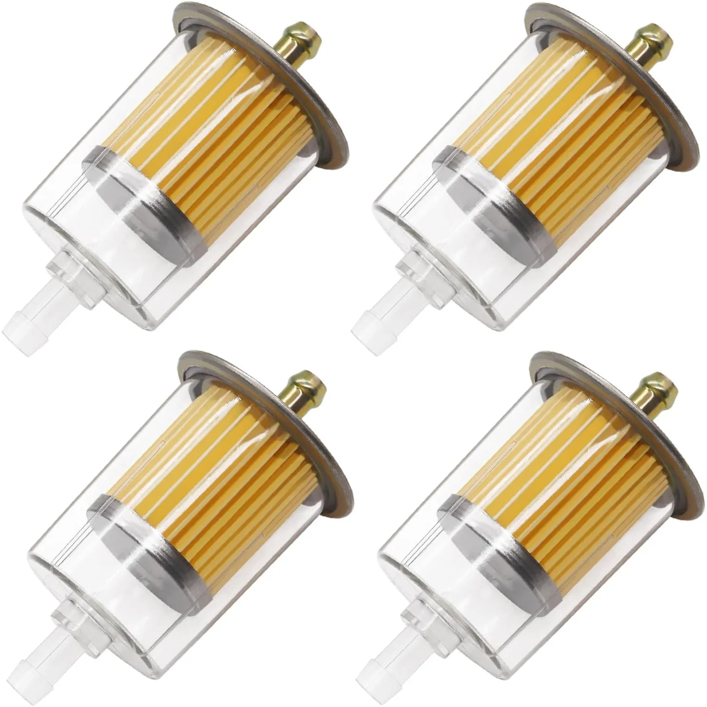 4 pieces of 5/16 inch universal fuel filters with 8 pieces of 14mm hose clamps, gas inline fuel filter replacement for motorcycl
