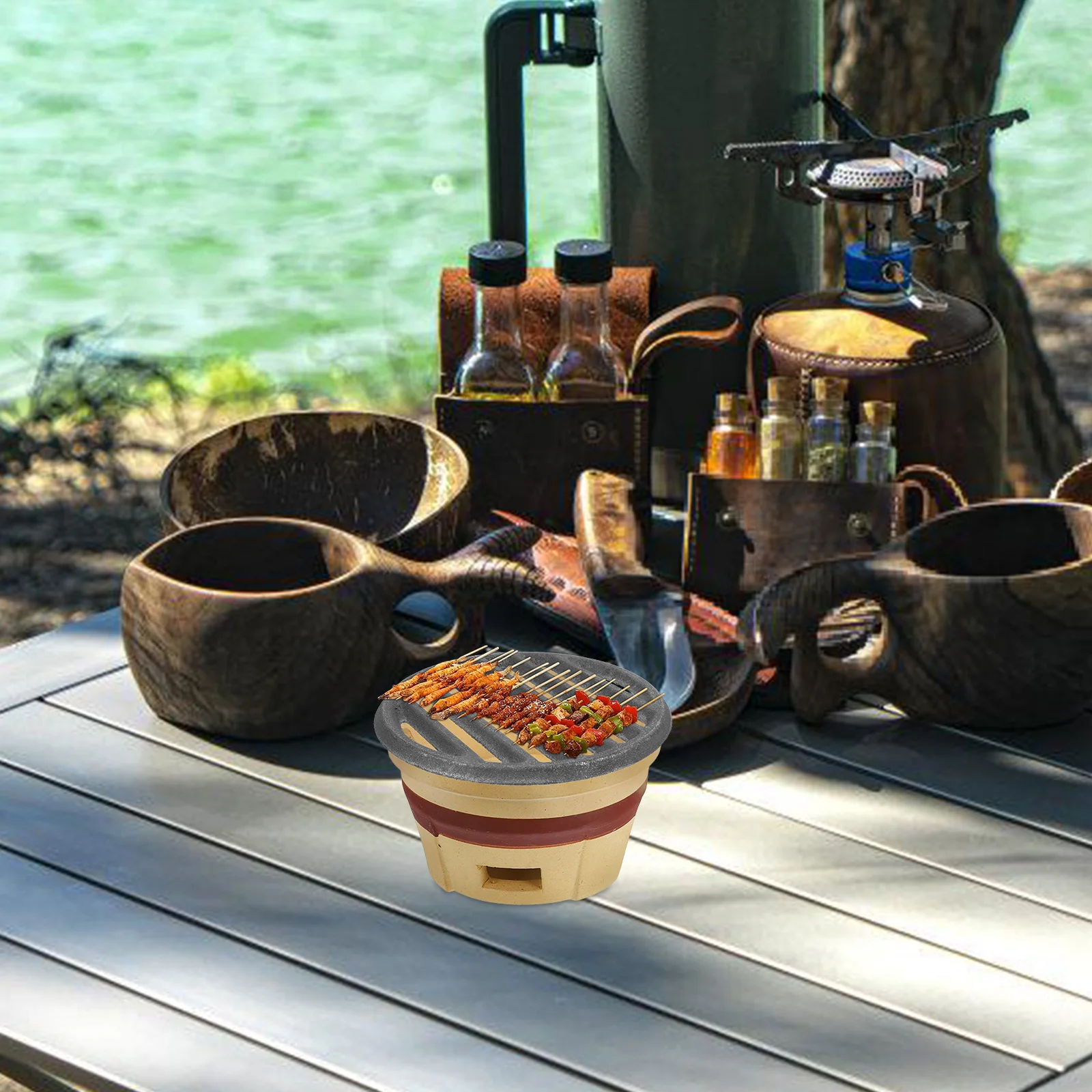 

Grate Cast Iron Stove Outdoor Grill Bbq Grilling Net Fireplace Heavy Duty Black