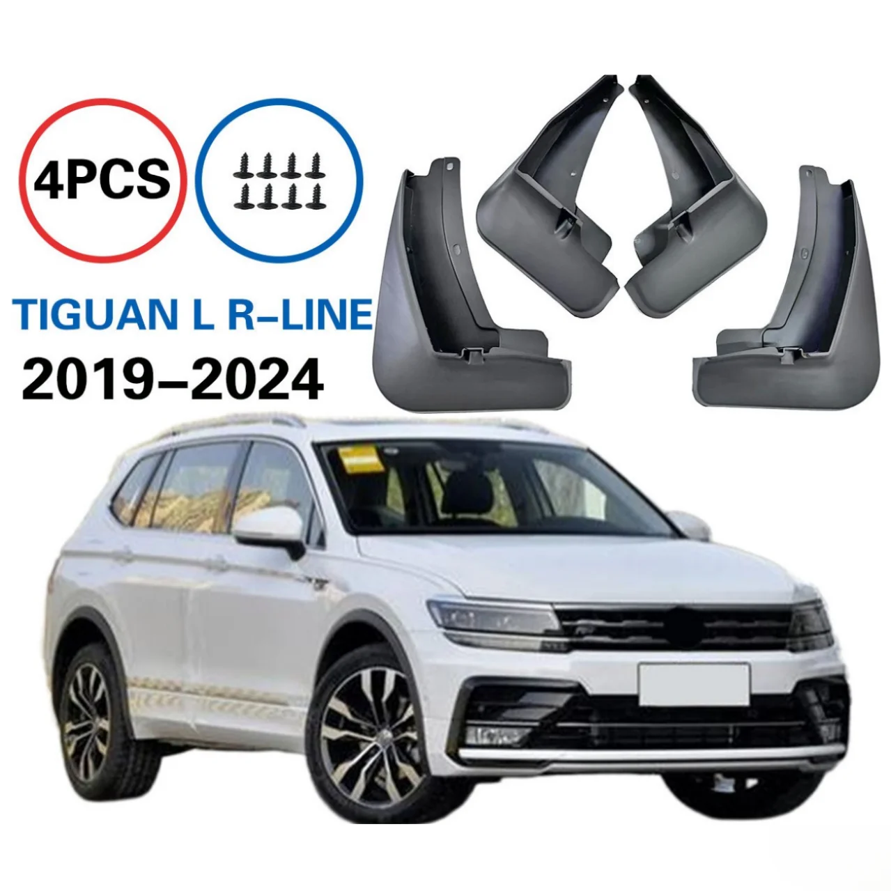 

4 PCS Mud-Flap for TIGUAN L R-LINE 2019-2024 PP Fender MudGuard Splash Flap Mudguards Mud Flap Car Auto Accessories