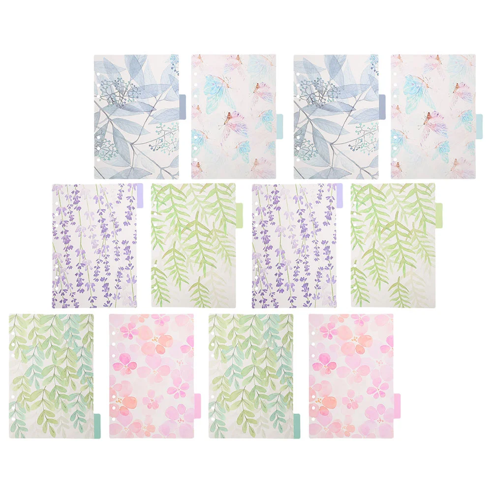 12 Pcs Pp Transparent 6-hole Loose-leaf Partitions Color Classification Separators Ring Paper Dividers Binder Tabs Index