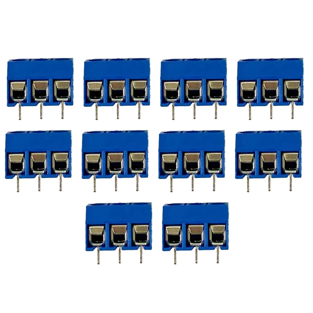 10pcs KF301-3P 5.08mm PCB Screw Terminal Block 3 Pin Wire Connector Straight Needle Blue AC 0-240V 10A