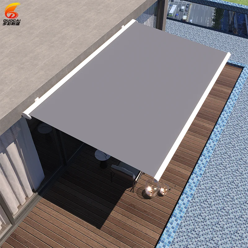 

Electric Retractable Awning Waterproof Outdoor Full Box Awning with Light Emitting Diode Light