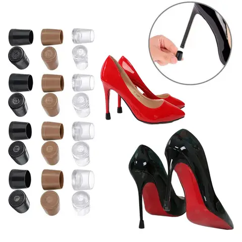 Thin Heel Protector Silicone Non-slip Wearable Heel Cover Round Woman High Heels Protective Cover TPU/PVC Material Soft Damping