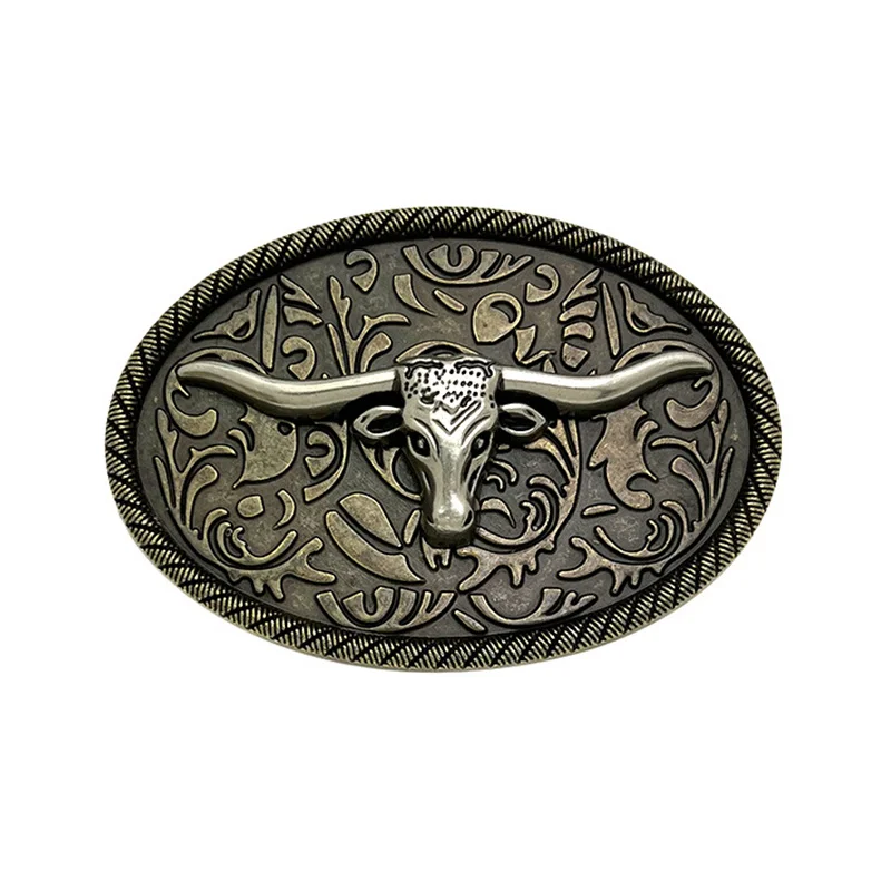 Zinc alloy bull head belt buckle Western cowboy