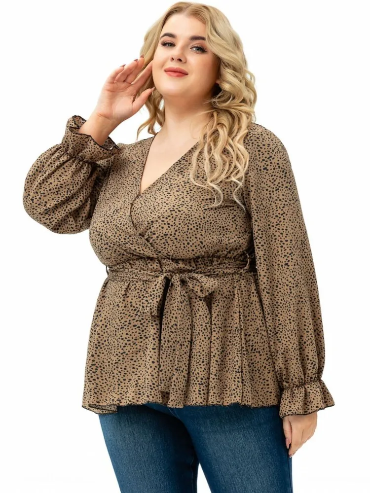 Women's Plus Size XL-4XL Casual Long Sleeve T-shirt Big Size 3XL Flower Print Blouse Top Women Clothing Oversized Spring Summer view 3
