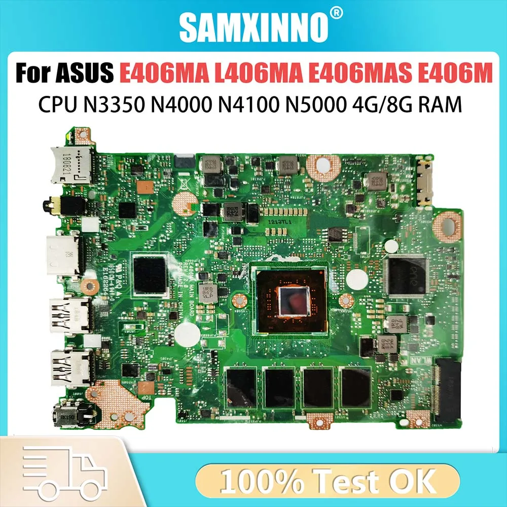 

Laptop Motherboard For Asus L406MA E406MA E406MA E406MAS Computer Mainboard With N3350 N4000 N4100 N5000 CPU 4G 8G RAM 64GB SSD