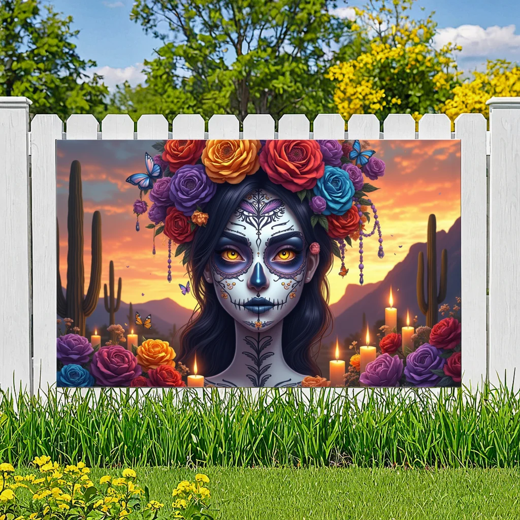 Evento Cultural Colores vibrantes Símbolo Día de los muertos Vestido tradicional Decoración tradicional para eventos festivos Reunión comunitaria