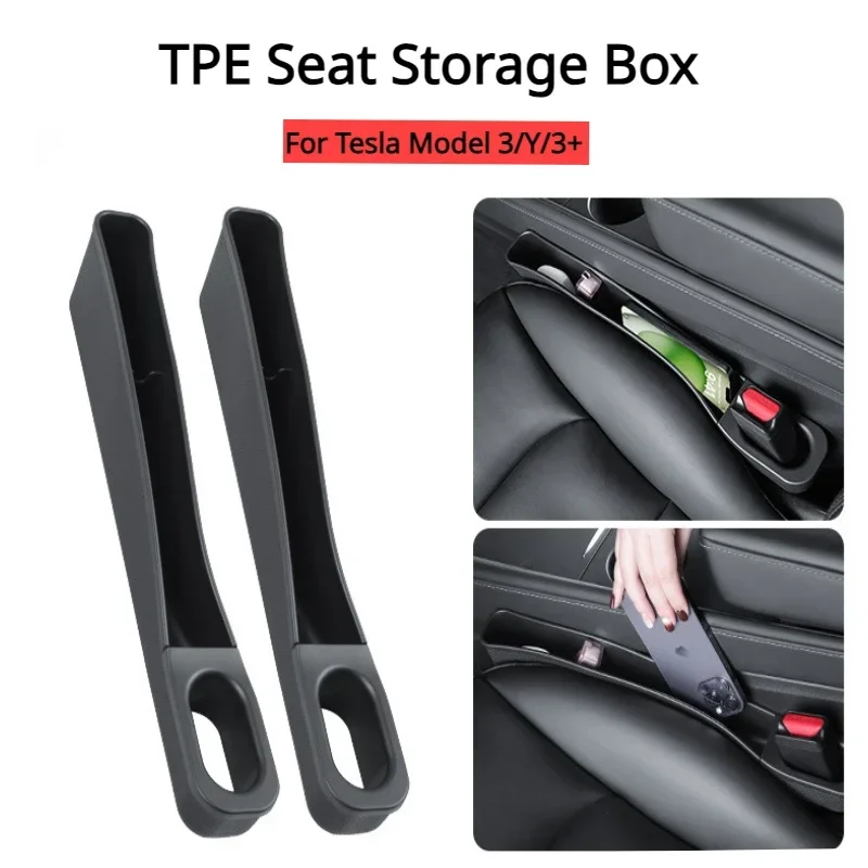 

Seat Slot Storage Box for Tesla Model 3/Y/3+ Highland Organizer Armrest Box Gap TPE Seat Storage Box Car Accessories Decoration