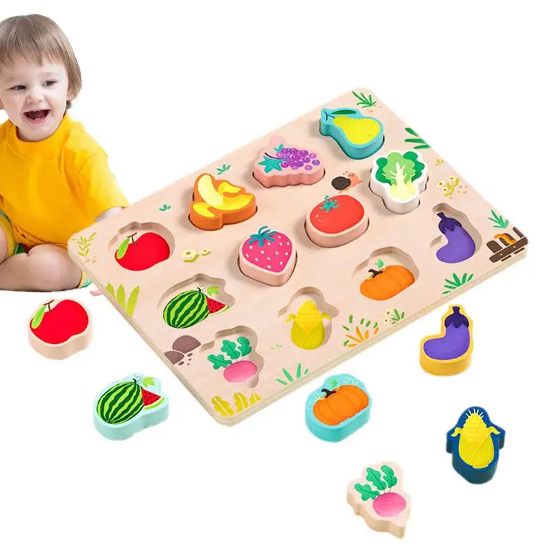 Shape Puzzle Animals Transportation Fruits Color & Shape Sorter Peg Puzzle Montessori Shape Sorter Toys Wooden Shape Board