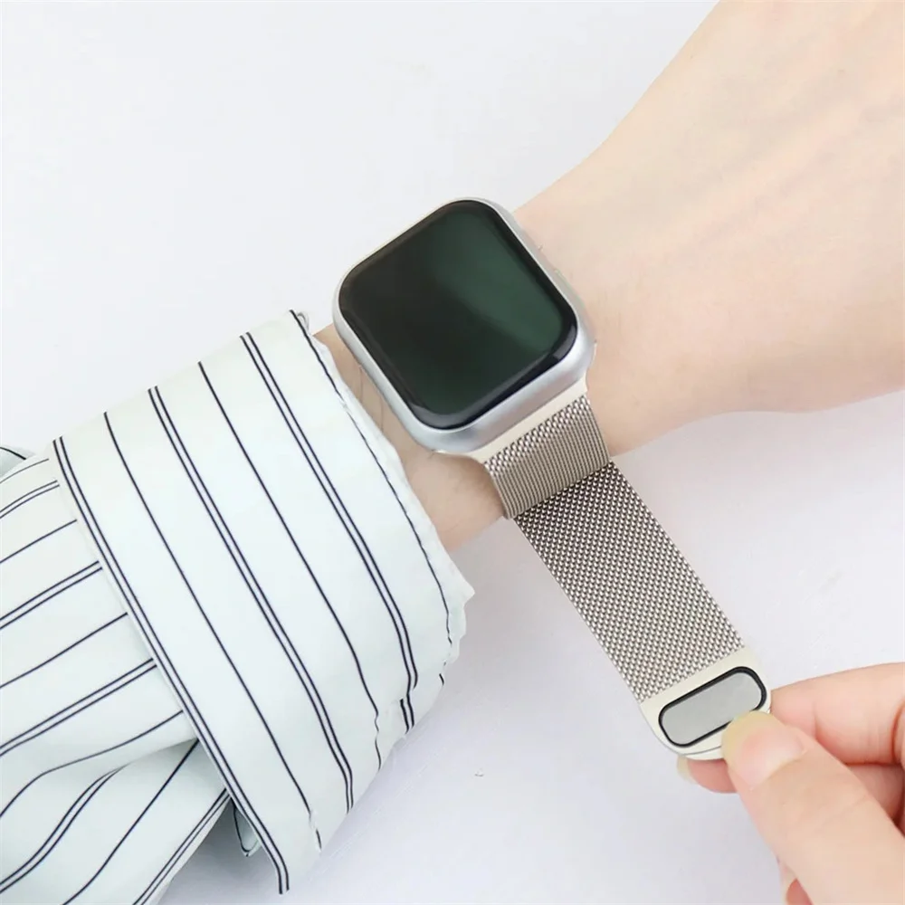 Armband für Apple Watch Ultra 2 Band 44 mm 40 mm 45 mm 41 mm 42 mm 46 mm 49 mm Milanese Loop Metallarmband iWatch Serie 11 10 9 8 SE 7