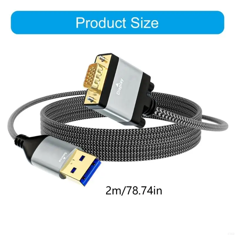 Adaptadores vídeo VGA universal C90F com interfaces USB3.0 1920x1080 Setups saída Materiais PVC