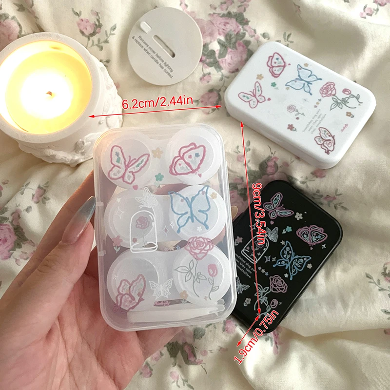 3Pair Sweet Butterfly Contact Lenses Care Box Portable Contact Lens Storage Case Girls Beauty Pupil Container Travel Kit