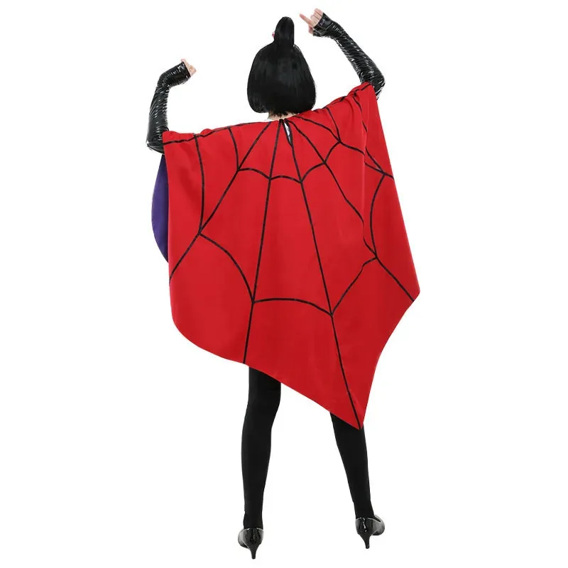 2025 22 زي نمط شبكة العنكبوت للنساء والرجال مجموعة ملابس الهالوين الحمراء