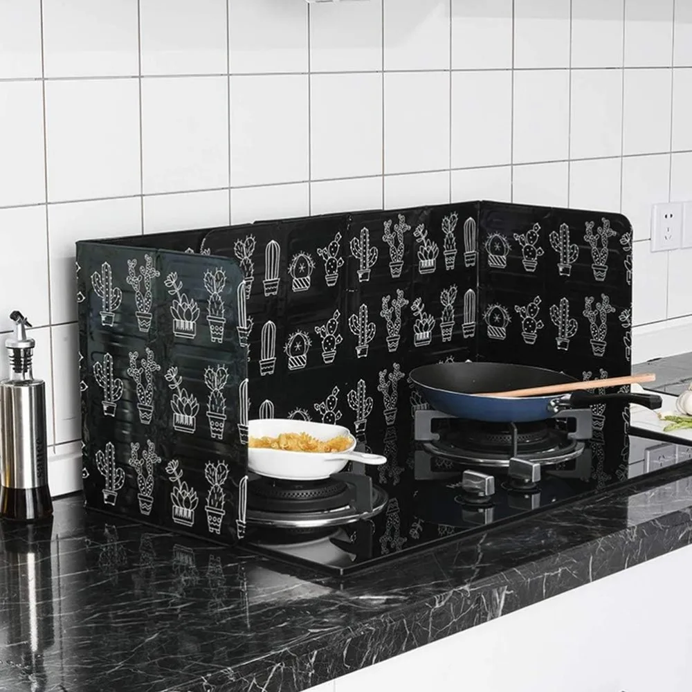 Protección contra salpicaduras de sartén y protección para estufa de gas de cocina, protección contra salpicaduras plegable, protección contra salpicaduras de aceite