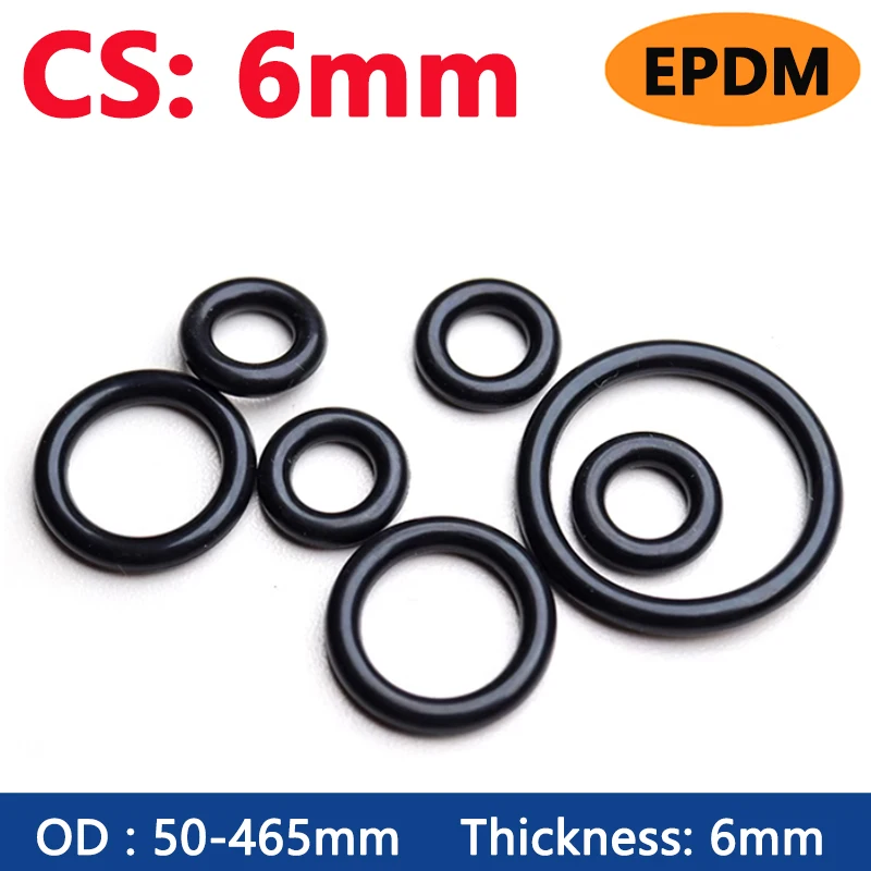 Thickness CS 6mm EPDM Rubber O Ring ID 38-453mm OD 50-465mm Acid Alkali Water and Friction Resistance O-Ring Seal Gasket