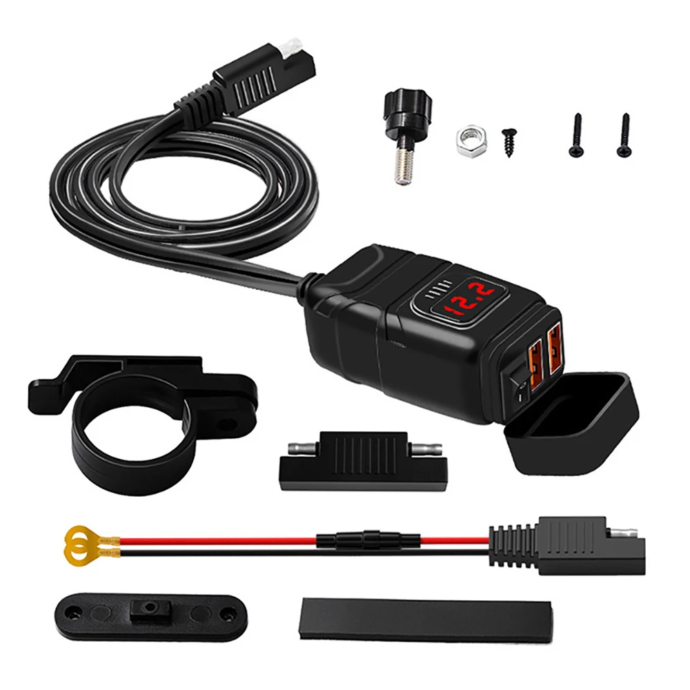 

12V Motorcycle Usb Fast Cellular Charger QC3.0 Type C Handlebar Fast Charging Power Adapter With Waterproof Voltmeter