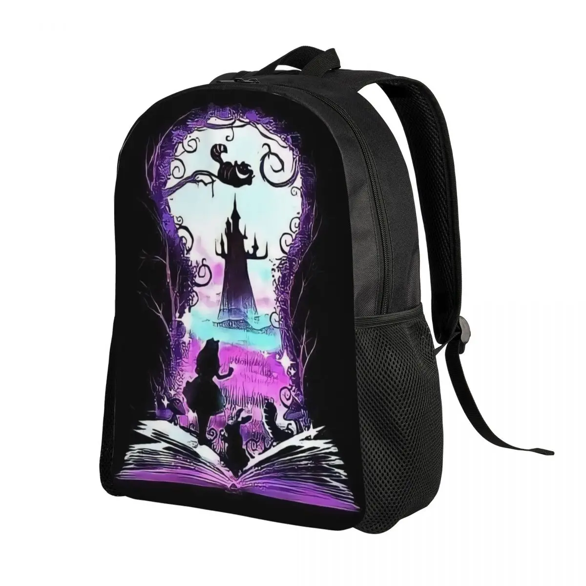 Custom Cheshire Cat Travel Backpack Women Men School Computer Bookbag Alice In Wonderland College Student Daypack Bags