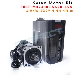 90ST-M02430 220V 750W AC Servo motor 3000RPM 2.4 N.m 0.75KW servomotor Single-Phase ac drive permanent magnet Matched Driver AAS