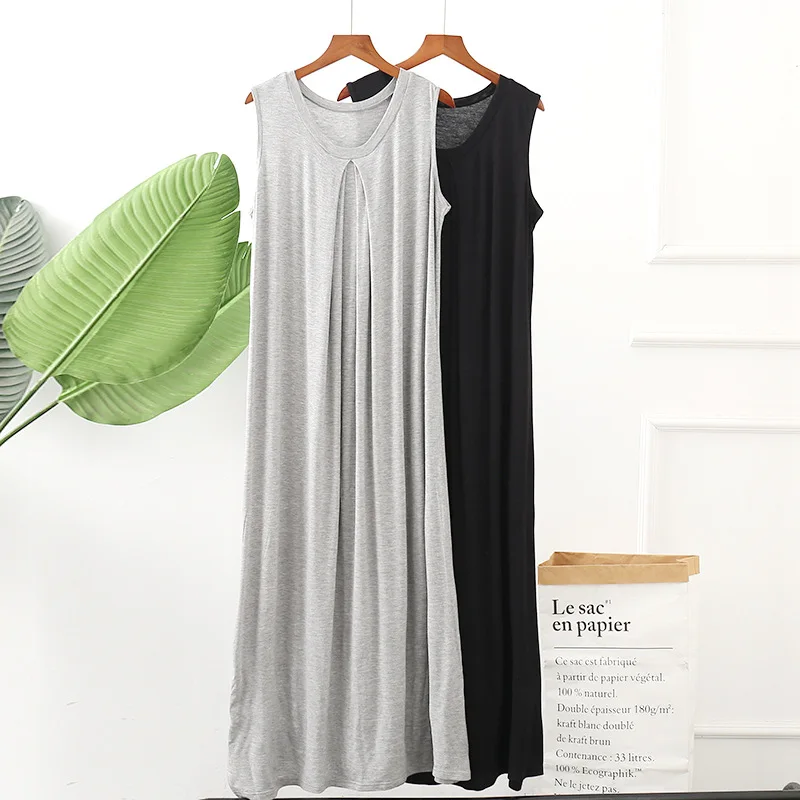 

Fdfklak Spring Summer Nightgowns Women New Modal Cotton Sleeveless Dress Korean Long Mopping Nightdress Nuisette Femme Vestido