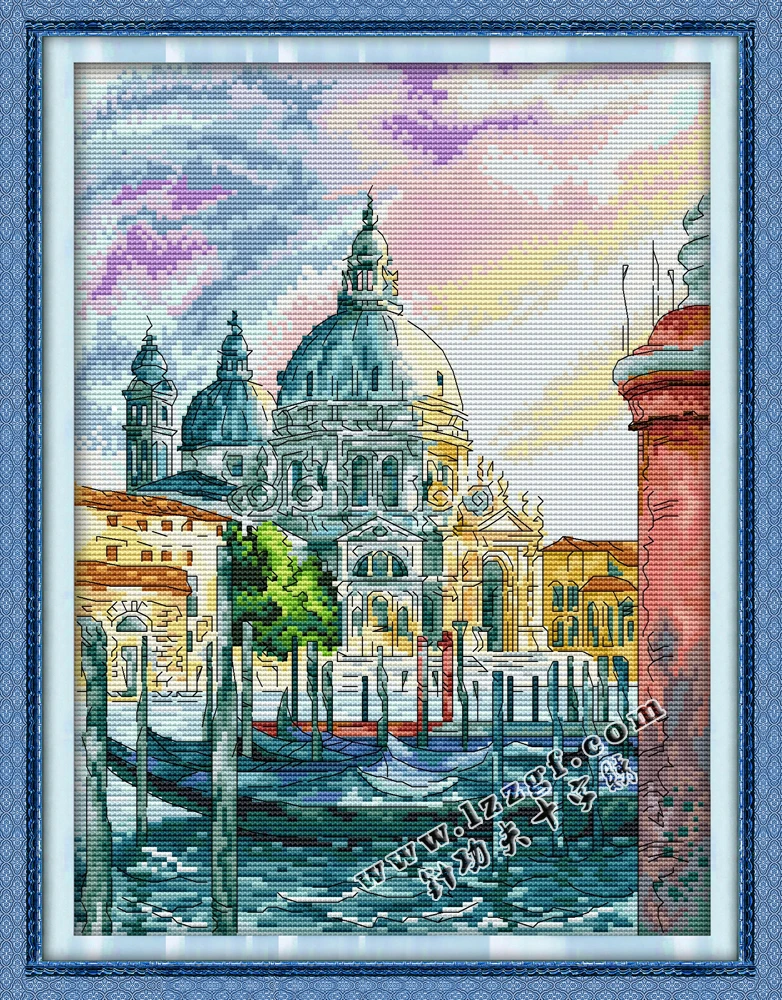 

Полный набор для вышивки крестом Венеция Санта-Мария Салют Набор с штампованным принтом Счетная ткань без печати DMC Рукоделие Домашний декор