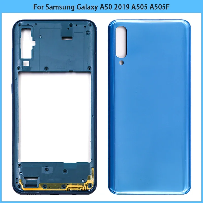 New For Samsung Galaxy A50 2019 A505 A505F Plastic Middle Frame Bezel A50 Battery Back Cover Rear Door Housing Case Replace