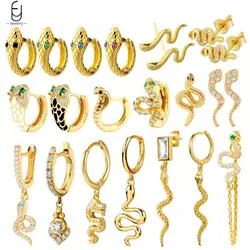 925 Sterling Silver Needle Vintage Snake Earrings Women Gold Round Ear Clips Punk Style Fashion Hoop Earrings Women Jewelry