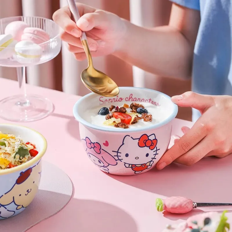 New Cute Sanrio Hello Kitty 2025 New Ceramic Rice Bowl for Home Use Cute Tableware Dishware Kitchen Accessory Gift Idea Adult view 5