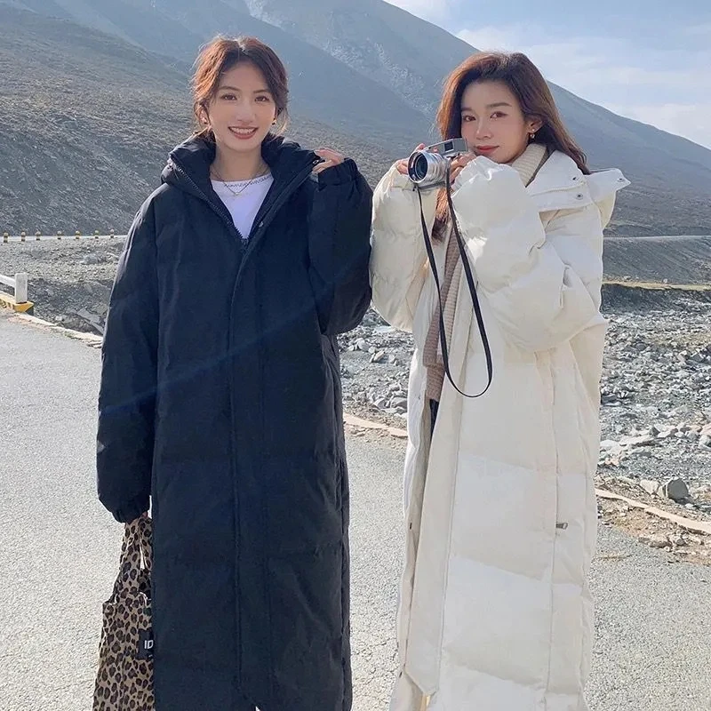 

Женская хлопковая пуховая куртка, осень-зима 2021, новая корейская модная плотная верхняя одежда, женская парка выше колена с длинным капюшоном