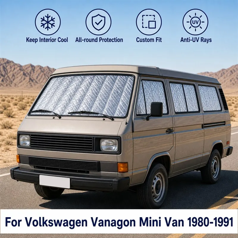 Для Volkswagen Vanagon Mini Van 1980-1991: Полный комплект солнцезащитных шторок для окон автомобиля, блокирующих УФ-излучение, обеспечивающих конфиденциальность, теплоизоляцию, складные автомобильные шторки