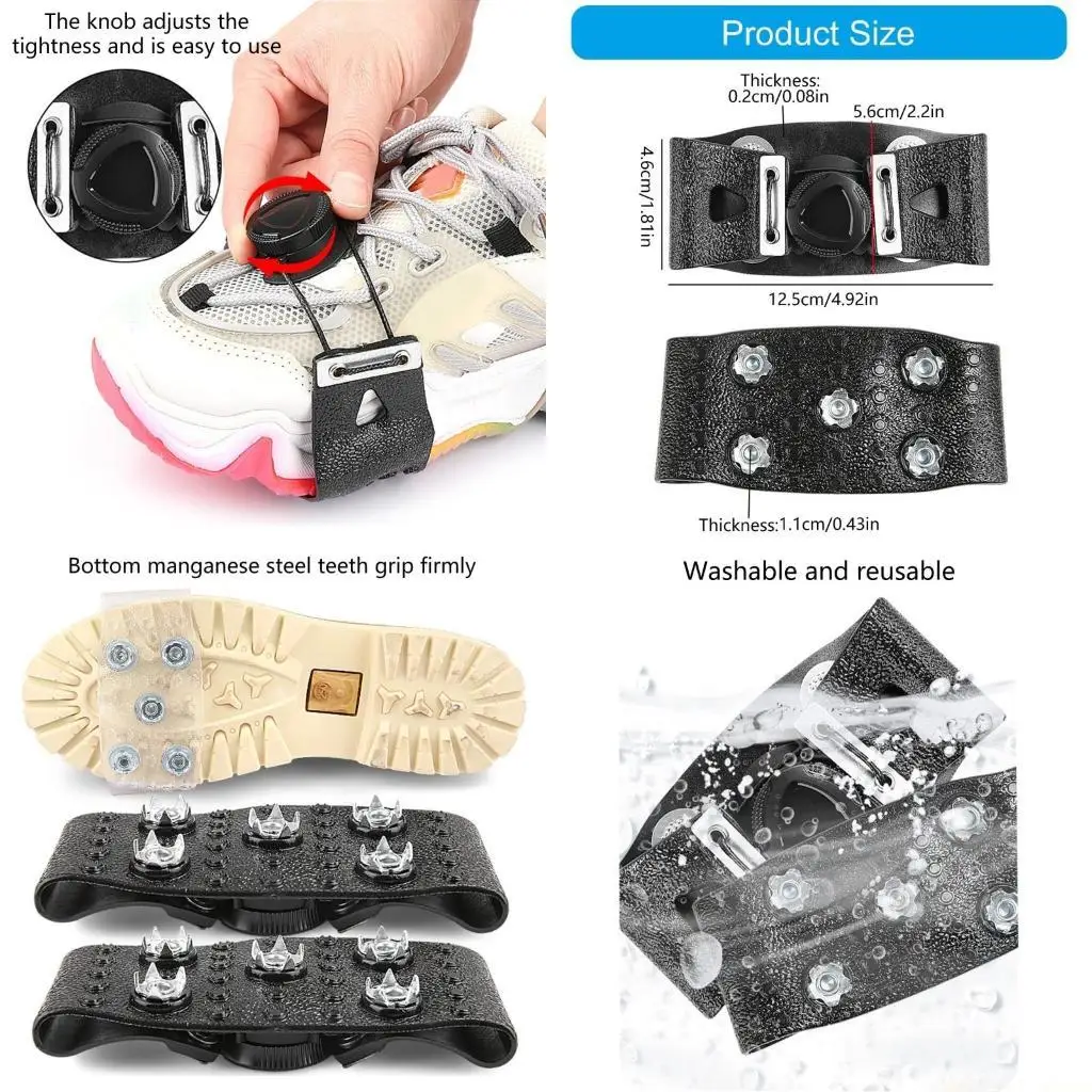 

31BE 2 шт. Шипы для льда Снежные шипы Захваты для ледяной обуви Прогулочные тяговые шипы Цепь для обуви