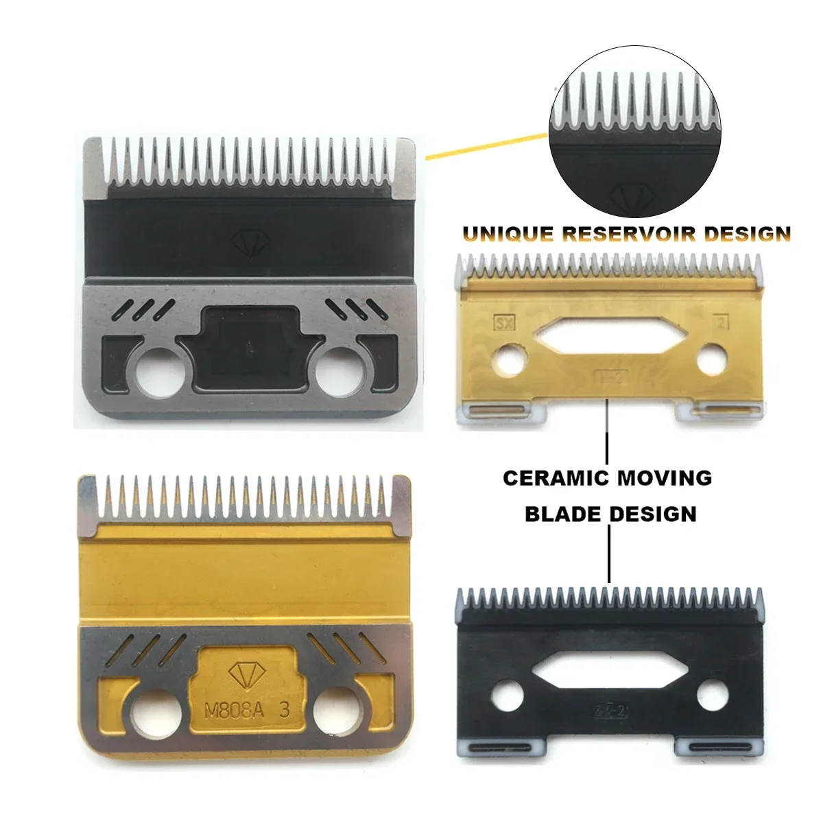 For Madeshow Kulilang M5(F) M10 R66 R77F Wedge Fade Blades Replacement Cutter Head Hair Clipper DLC Ultra Thin Blade Trimmer