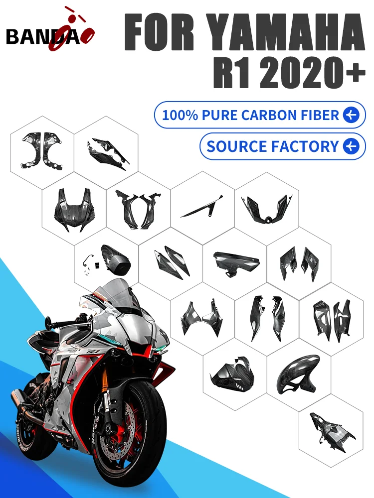 For Yamaha YZF R1 R1M 2020 2021 2022 2023 Carbon Fiber Case Deflector Dry Carbon 100% Pure Carbon Twill weave gloss