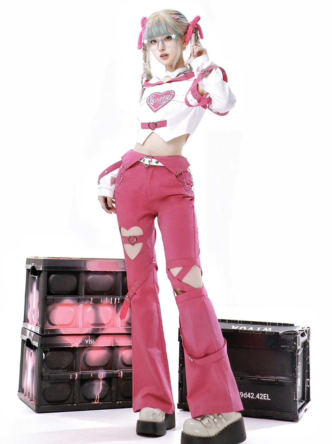 New Original Harajuku Fashion Radio Cute Girl Sweet and Spicy Girl Wind Female Lolita Temperament Slim Sweet Kawaii Pants Suit