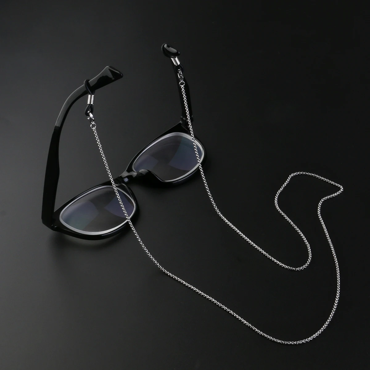 

Delicate Snake Style Adjustable Silver Rubber Ends Stainless Steel Coils Simple Fashion Decoration Sunglasses Cord Neck Strap