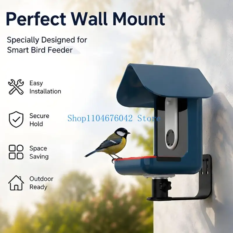 652F Balcony Bird Feeder Wall Holder 304 Stainless Steel Bracket Stand with Black Mount Support for Garden Patio Fence