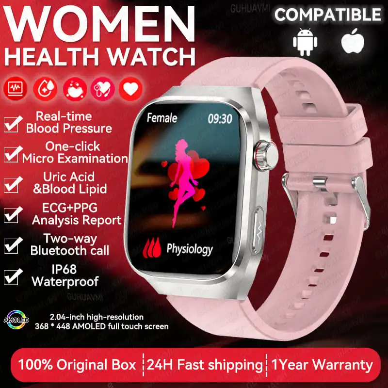 

Новинка 2024 года для HUAWEI, анализа артериального давления, тела, умные часы для женщин, ЭКГ + PPG, IP68, водонепроницаемые, Bluetooth, умные часы для здоровья и мужчин