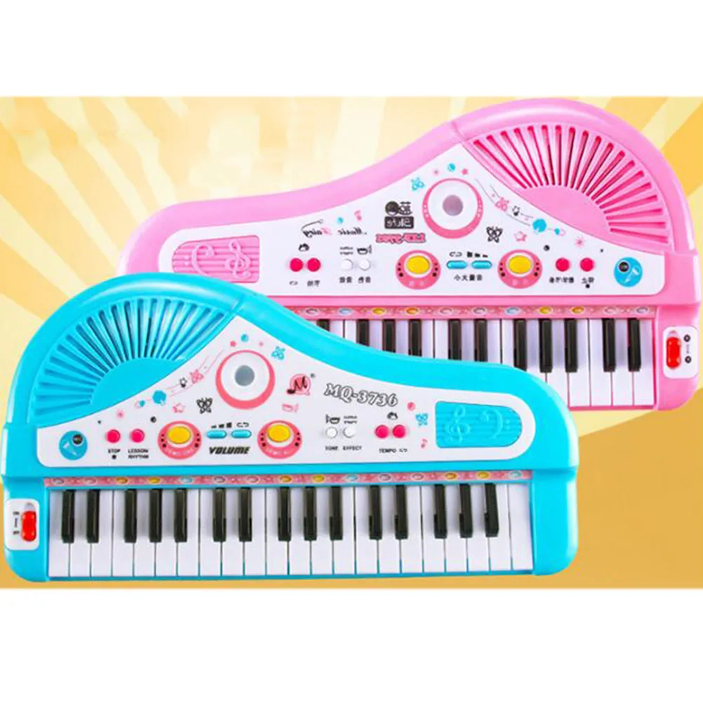 

Kids Piano Toy 37 Keys Electronic Organ Blue Child Musical Instrument Record Playback Function Develop Skills Multifunction