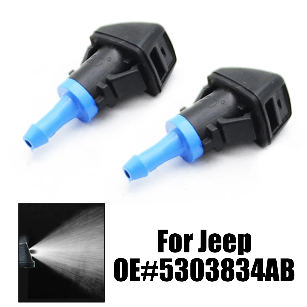 2Pcs Auto Scheibenwischer Scheibe Haube Jet Sprayer Düse Für Jeep 5303834AB Automobil Ersatz Wasser Spray Jet Düse