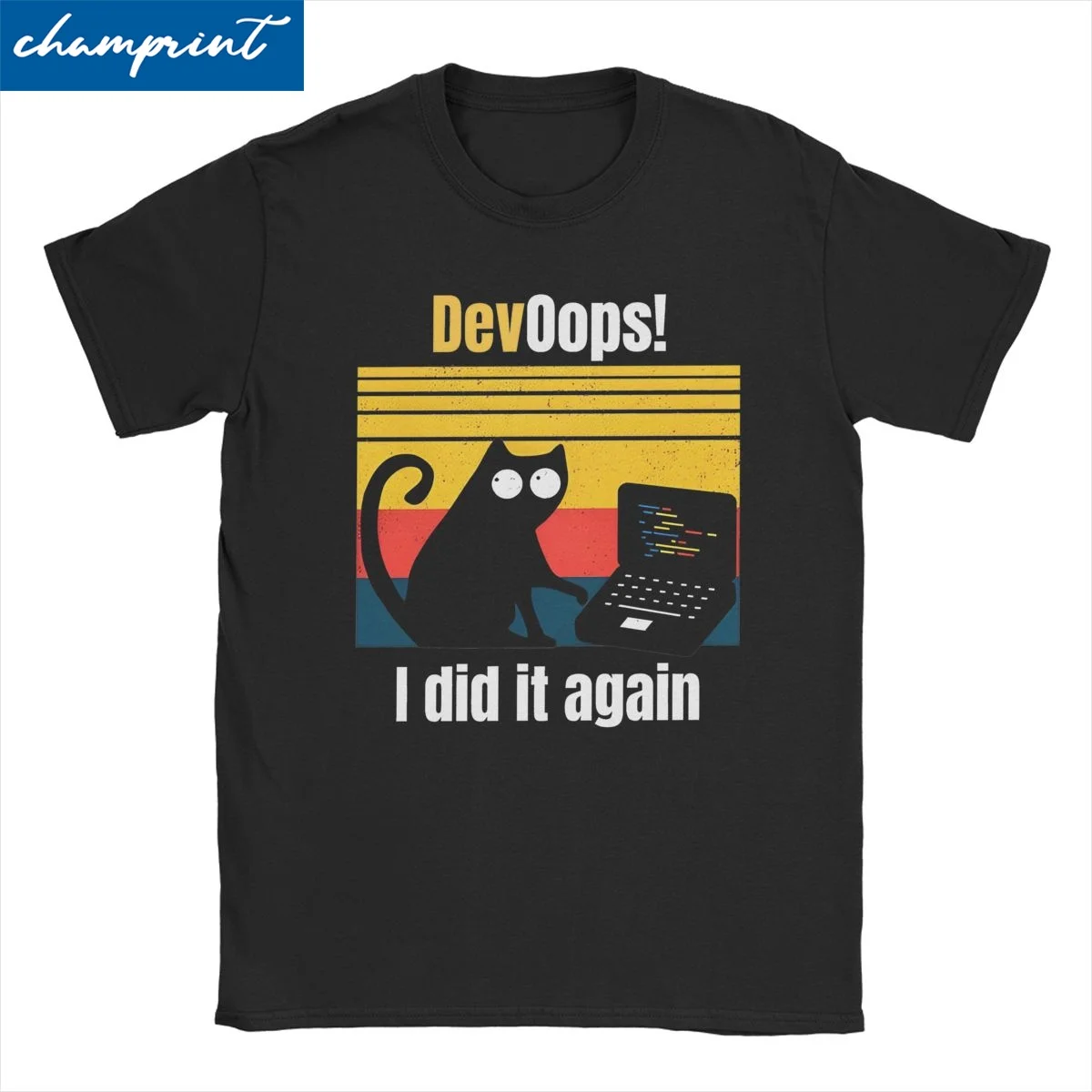 DevOops I Did It Again IT Cat Devops Engineer T Shirts for Men 100% Cotton T-Shirt Crewneck Tees Short Sleeve Clothes Plus Size