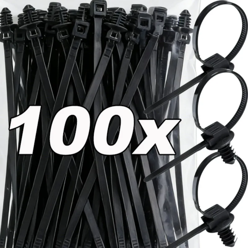 

Nylon Self Locking Zip Tie Car Engine Bay Wiring Loom Retainer Clip Screw Mount Fastener Universal Automotive Wire Management
