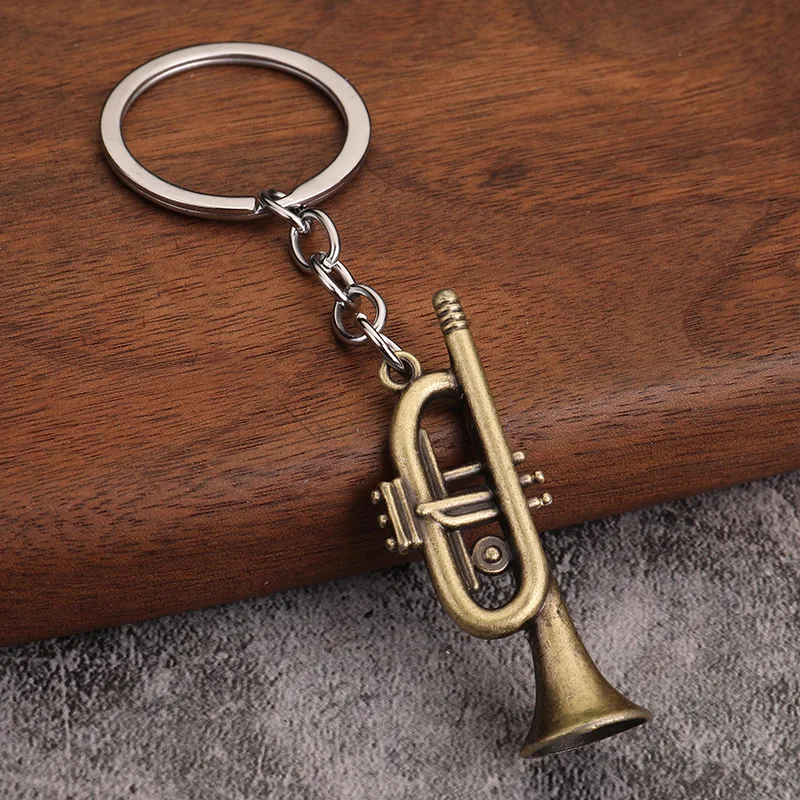 Saxophone Pendant Keychains for Men Women Fashion Alloy Musical Instruments Jewelry Horn Car Keyring Fine Father\'s Day Present