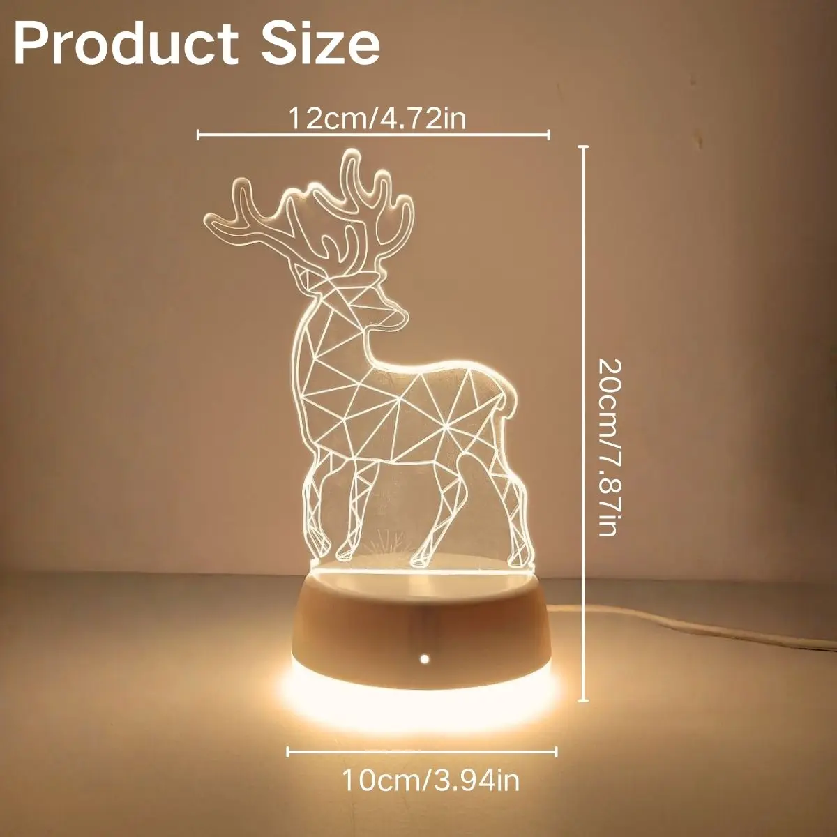 1pc Geometry Deer 3D Warm Night Light, USB Power Switch Control, Suitable for Multiple Scenarios, A Good Gift.