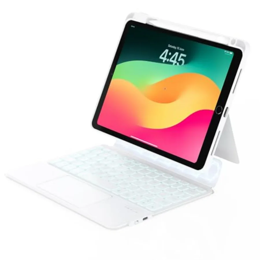 

iPad 9th Generation Case with Keyboard Detachable Rugged Protective Shell Multi-Touch Trackpad Pen Holder Vertical Stand Backli