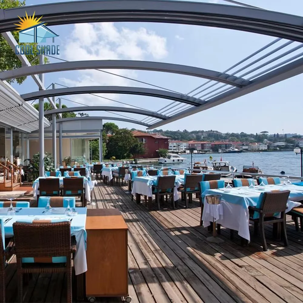 نظام سقف من الألومنيوم لتغطية المناخ الحيوي في الهواء الطلق وشرفة الحديقة ومظلة كهربائية قابلة للسحب ومقاومة للماء #3