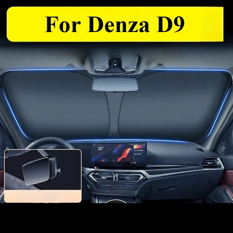 For Denza D9 Foldable Windshield Sun Shade UV Block Heat Insulation Interior Upgrade Supplies