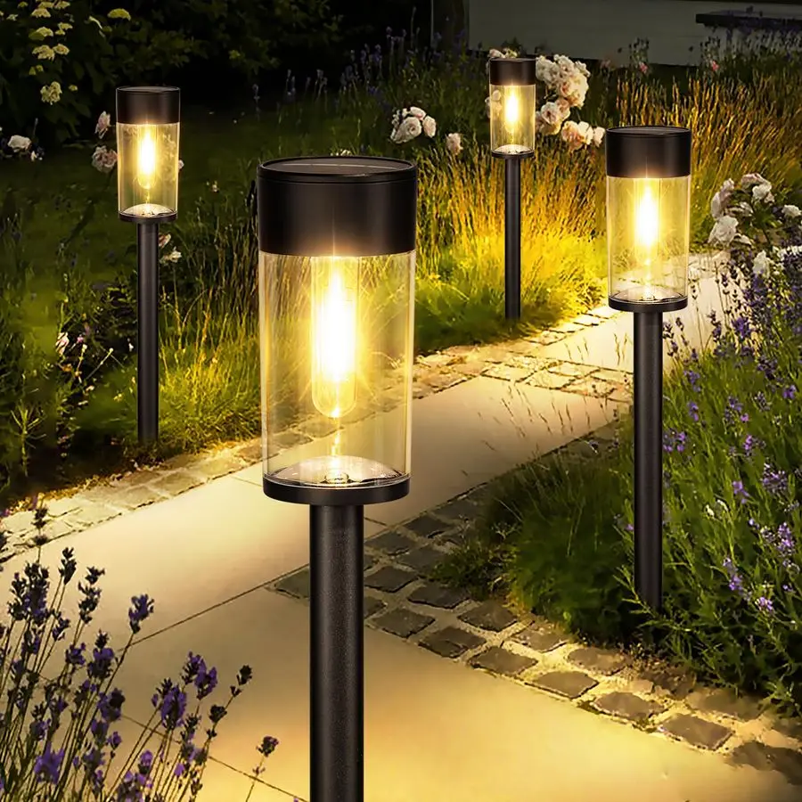 

10 Pack Solar Pathway Lights Outdoor, Bright Solar Garden Lights with Metal DesignIP65 Waterproof, Auto On Off, 3000K LED Landsc
