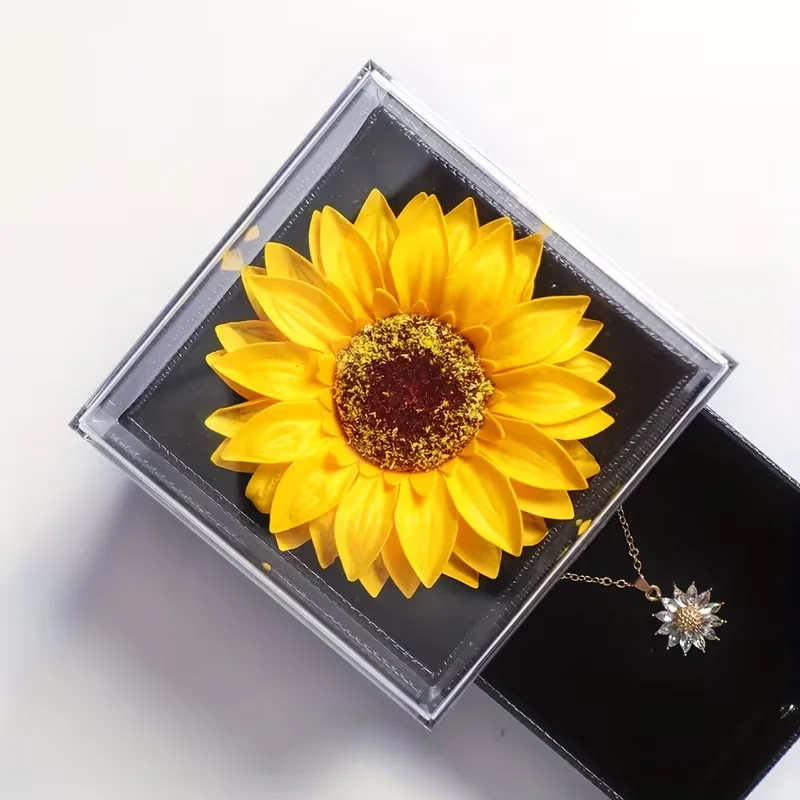 Elegant Golden-Tone Sunflower Pendant Necklace -for Birthday wedding Mother's Day Christmas gift Graduation gift