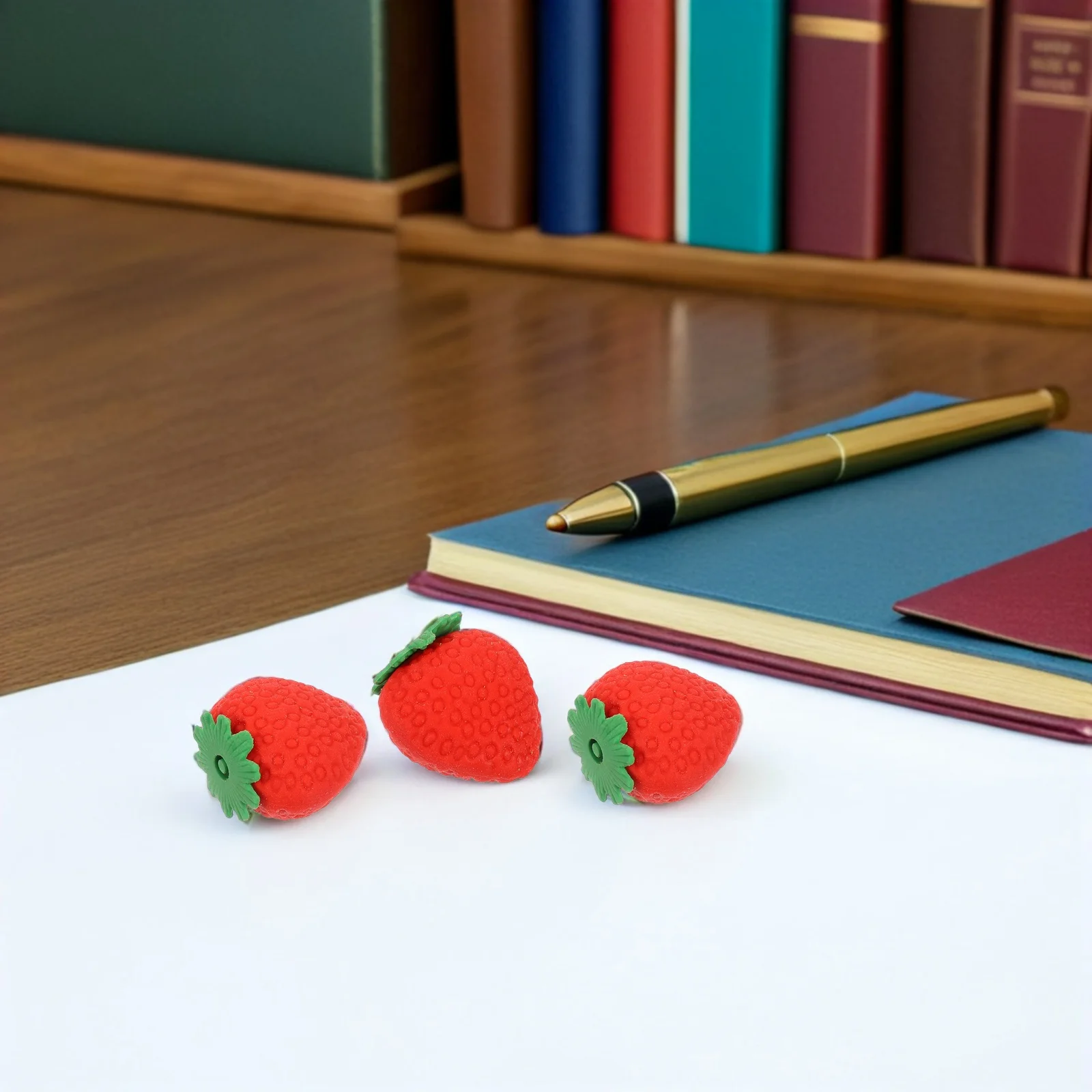

100pcs Cartoon Strawberry Erasers Fruit Shaped Mini Rubber For Writing Study Office Classroom Use Pencil Erasers Kids School